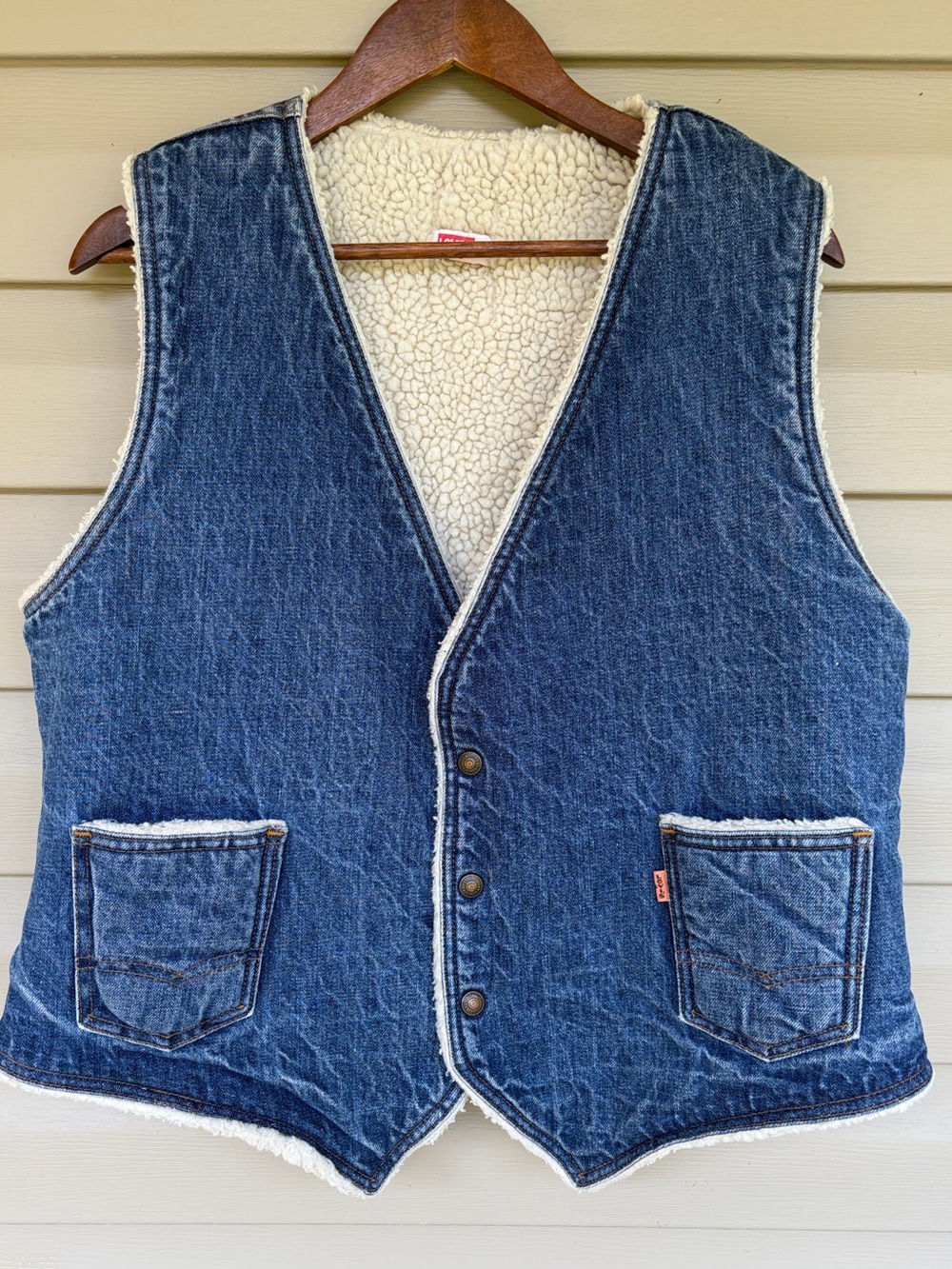 Levi’s Orange Tab Sherpa Lined Denim Vest Made in USA May 1982 XL Unisex